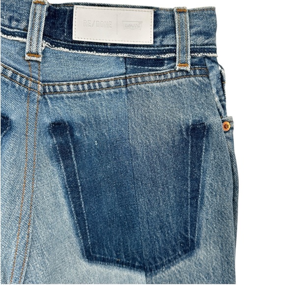 RE/DONE x Levi’s Reconstructed Frayed Raw Hem Straight Leg Blue Jeans sz 24 - Picture 5 of 8